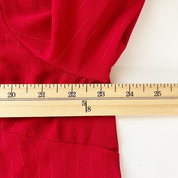 NY Collection Red Sparkle Long Sleeve Asymmetrical Hem Top Holiday Size 2X - Picture 4 of 6